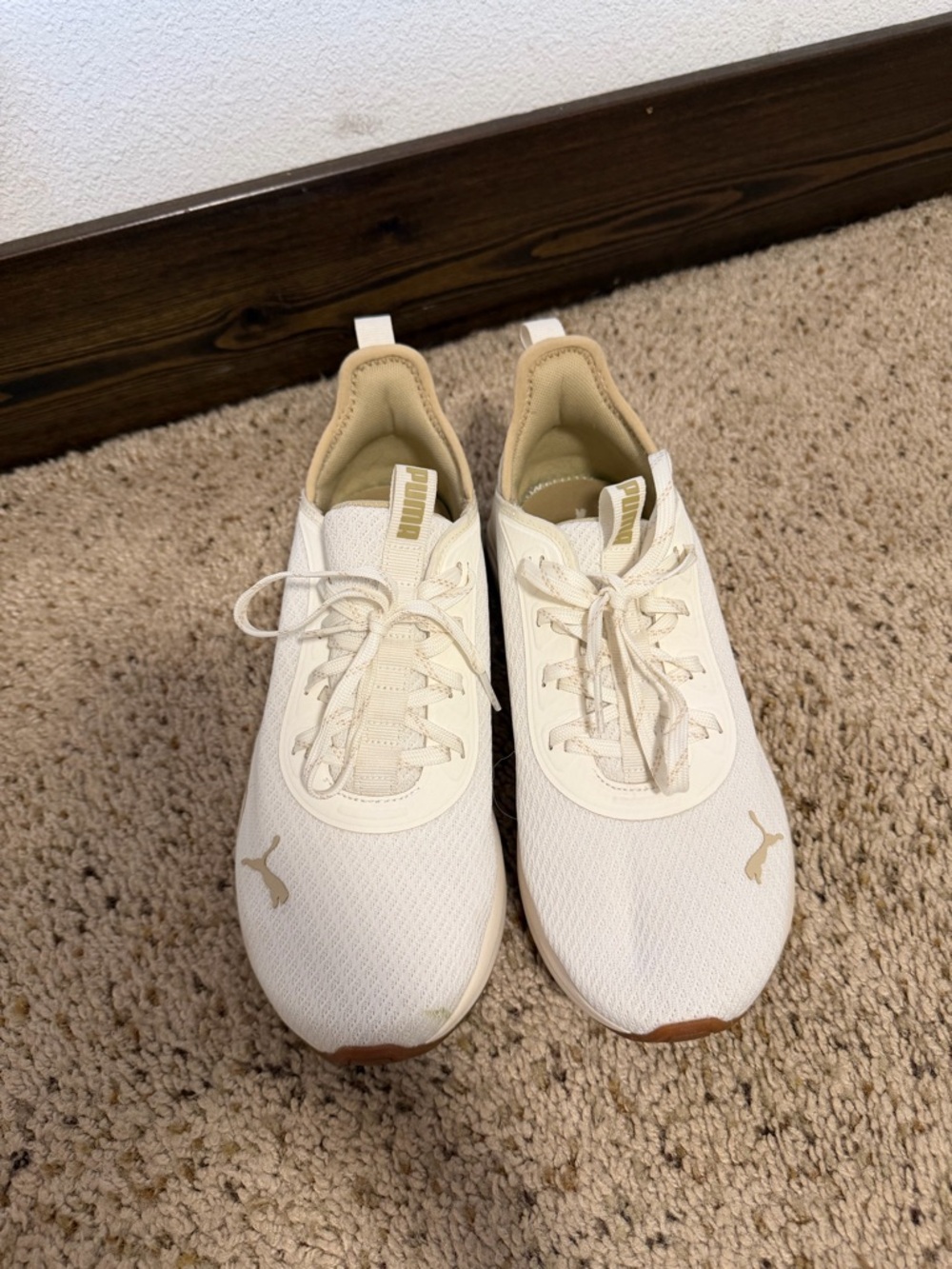 Puma Off-White and Beige Lightweight Mesh Sneakers